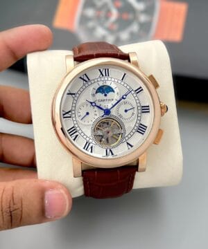Cartier Tourbillion Automatic Skeleton Chronograph Men’s Watch Rose Gold Case