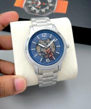 Fossil 7AAA Automatic ,silver blue dial front view
