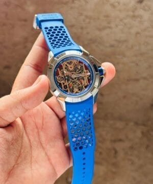 Jacob & Co. Luxury Skeleton Collection Men’s Watch blue hand view