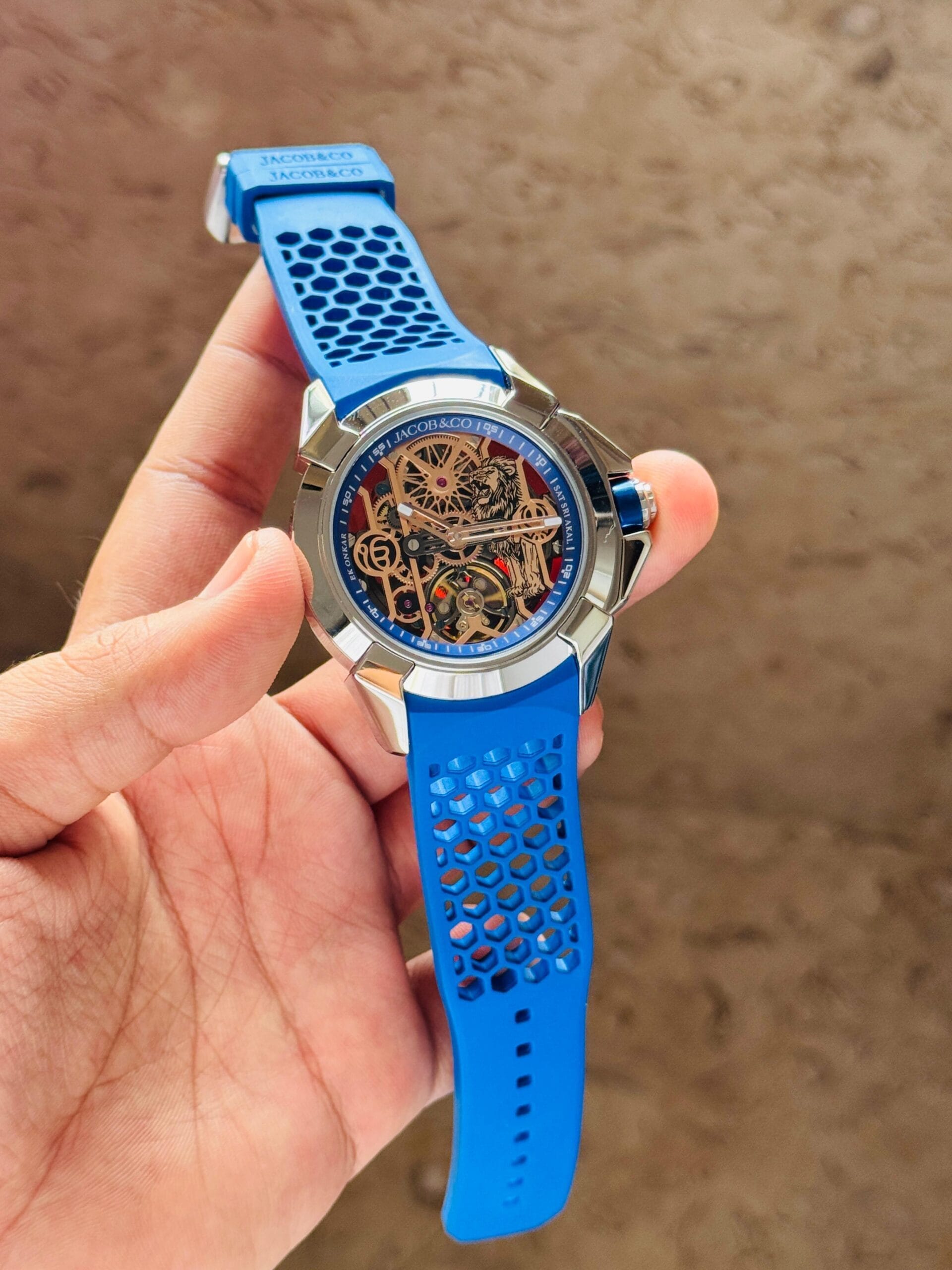 Jacob & Co. Luxury Skeleton Collection Men’s Watch Cultural Edition Open Dial Mechanical 1 Jacob & Co. Luxury Skeleton Collection Men’s Watch blue hand view