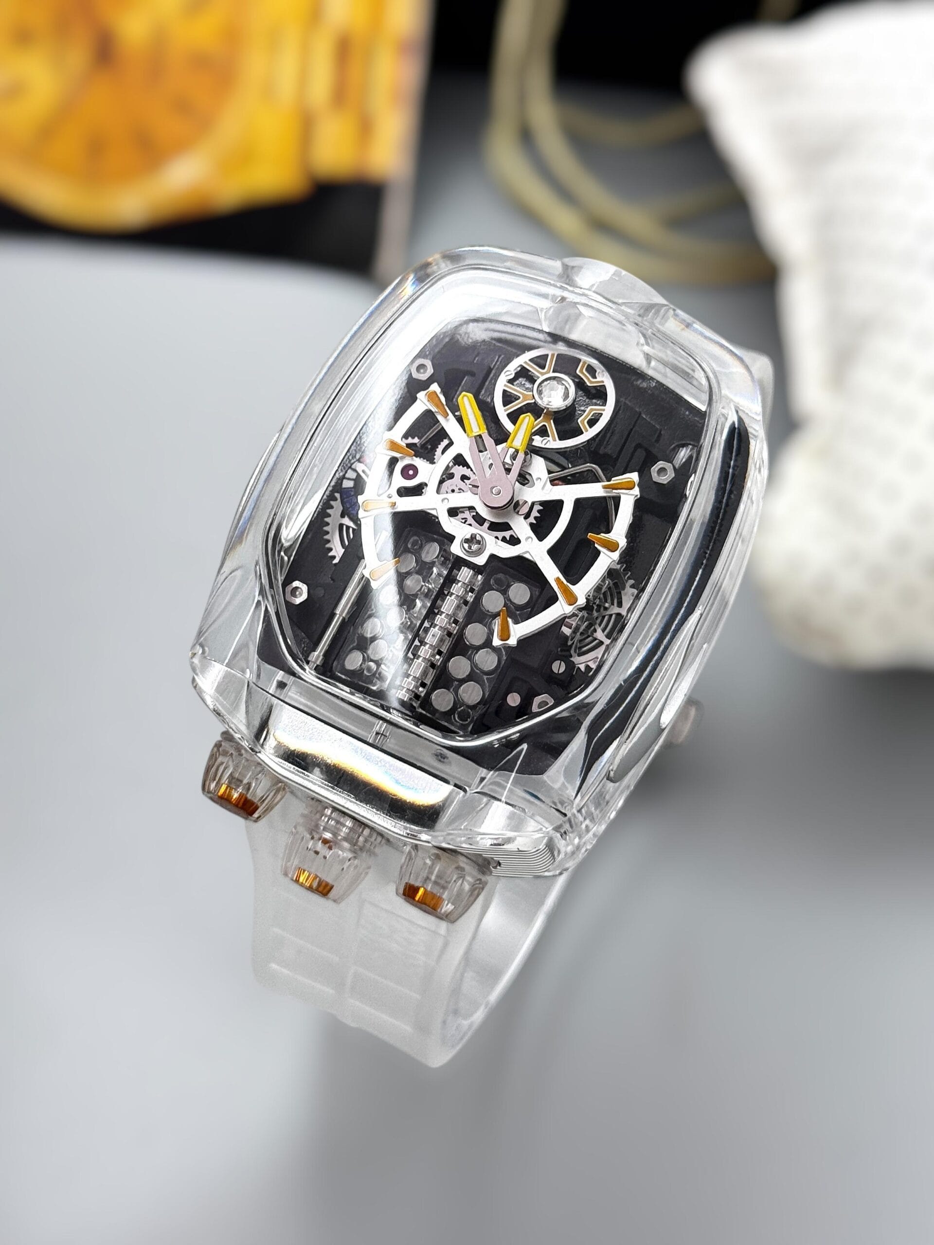 Jacob & Co. Bugatti Chiron Yellow Edition – Skeleton Luxury Watch for Men 2 Jacob & Co. Bugatti Chiron, white Edition – Skeleton Luxury Watch for Men side view