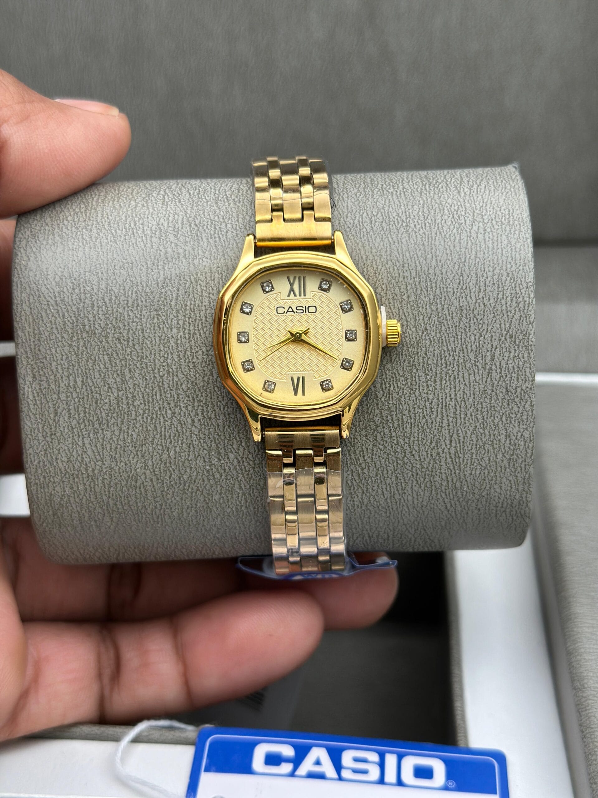 Casio Analog Crystal Dial Watch | Elegant Timeless Style Luxury 5 Casio Analog Crystal & yellow dial front view