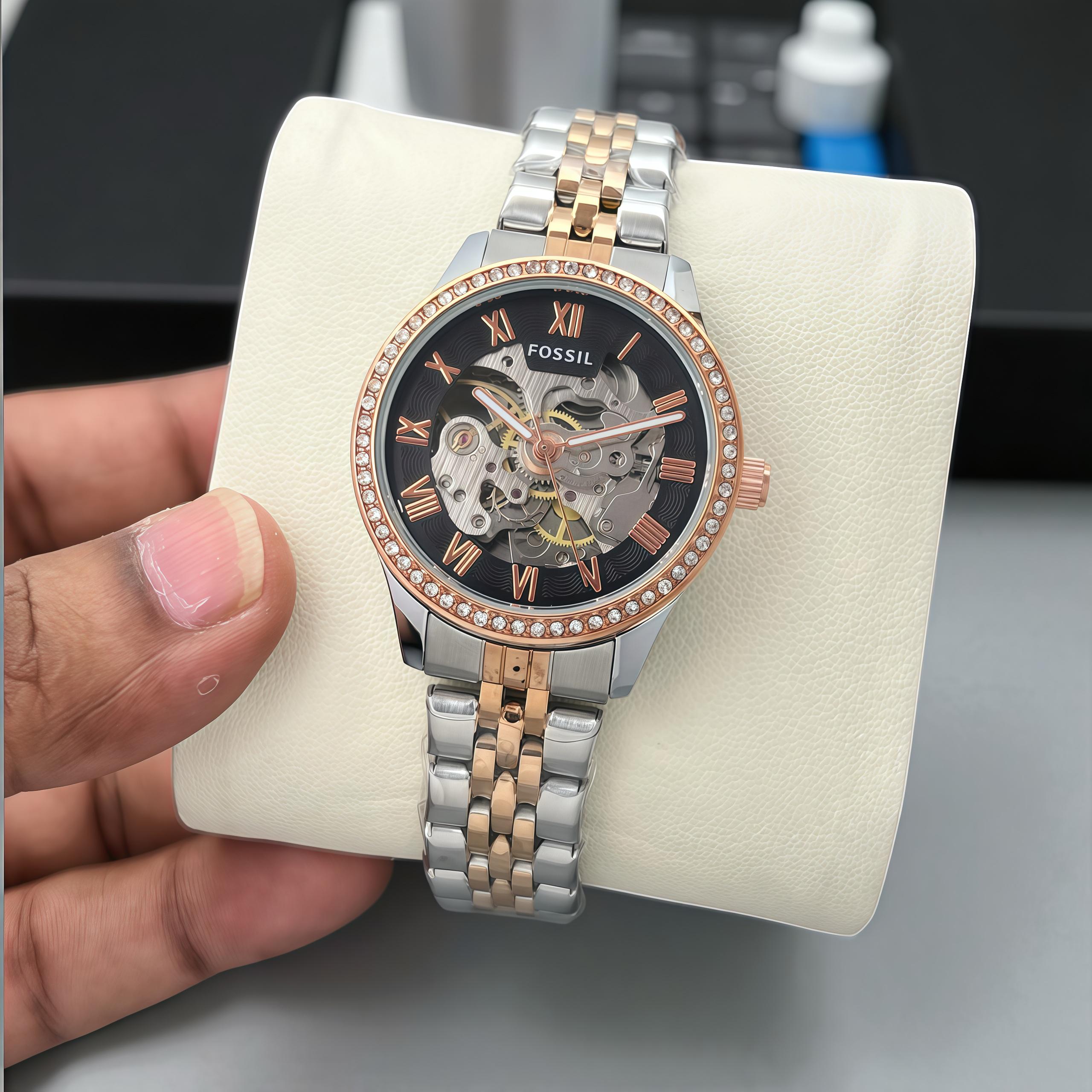 Fossil 7AA Automatic Premium Skeleton Watch for women | Elegant Rose Gold & Silver Edition 3 Fossil 7AA Automatic Premium Skeleton Watch for women | Elegant Rose Gold & Silver Edition - Image 3