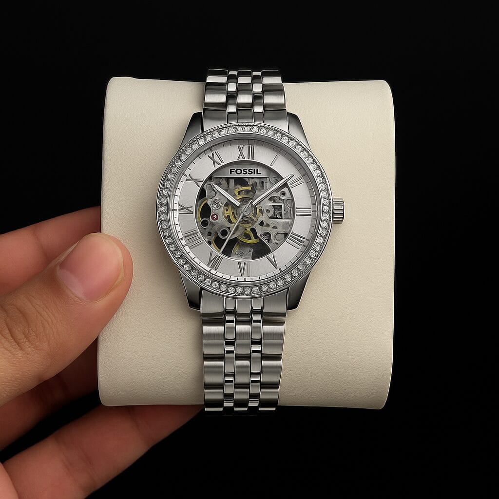 Fossil 7AA Automatic Premium Skeleton Watch for women | Elegant Rose Gold & Silver Edition 1 Fossil 7AA Automatic Premium Skeleton Watch for women