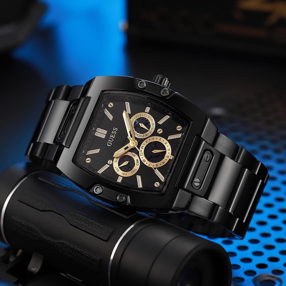 GUESS Phoenix 7AA Quartz Men’s Premium Watch Black Dial • Gold Stainless Steel Chain Multi-Function Edition 3 GUESS Phoenix 7AA Quartz Men’s Premium Watch Black Dial • Gold Stainless Steel Chain Multi-Function Edition - Image 3