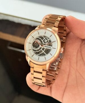 fossil heritage 7AA automatic premium men's watch Transparent Front & Back Copper Finish Strap Motion-Powered Edition