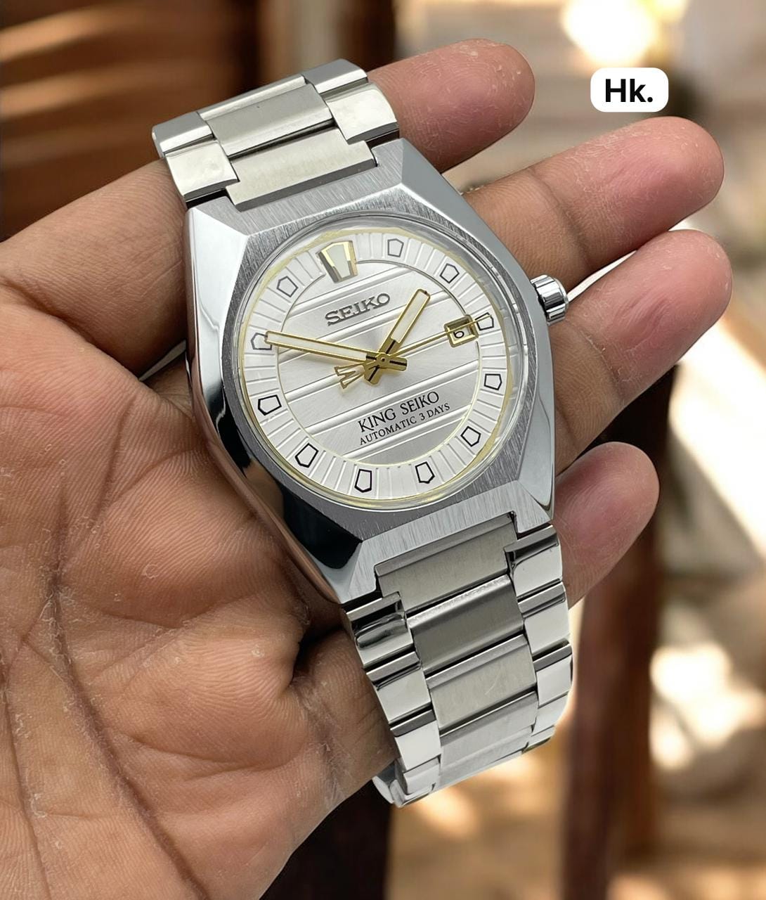 Seiko 5 Sports Automatic Japanese Movement Men’s Premium Watch Open-Heart Dial Rotating Bezel Edition 2 Open-Heart Dial Rotating Bezel Edition white dial side view