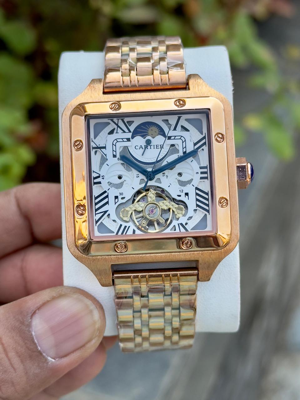 Cartier Open Heart Skeleton Men’s Premium Watch Gold Square Case Roman Numeral Dial Automatic Luxury Edition 1 Cartier Open Heart Skeleton Men’s Premium Watch