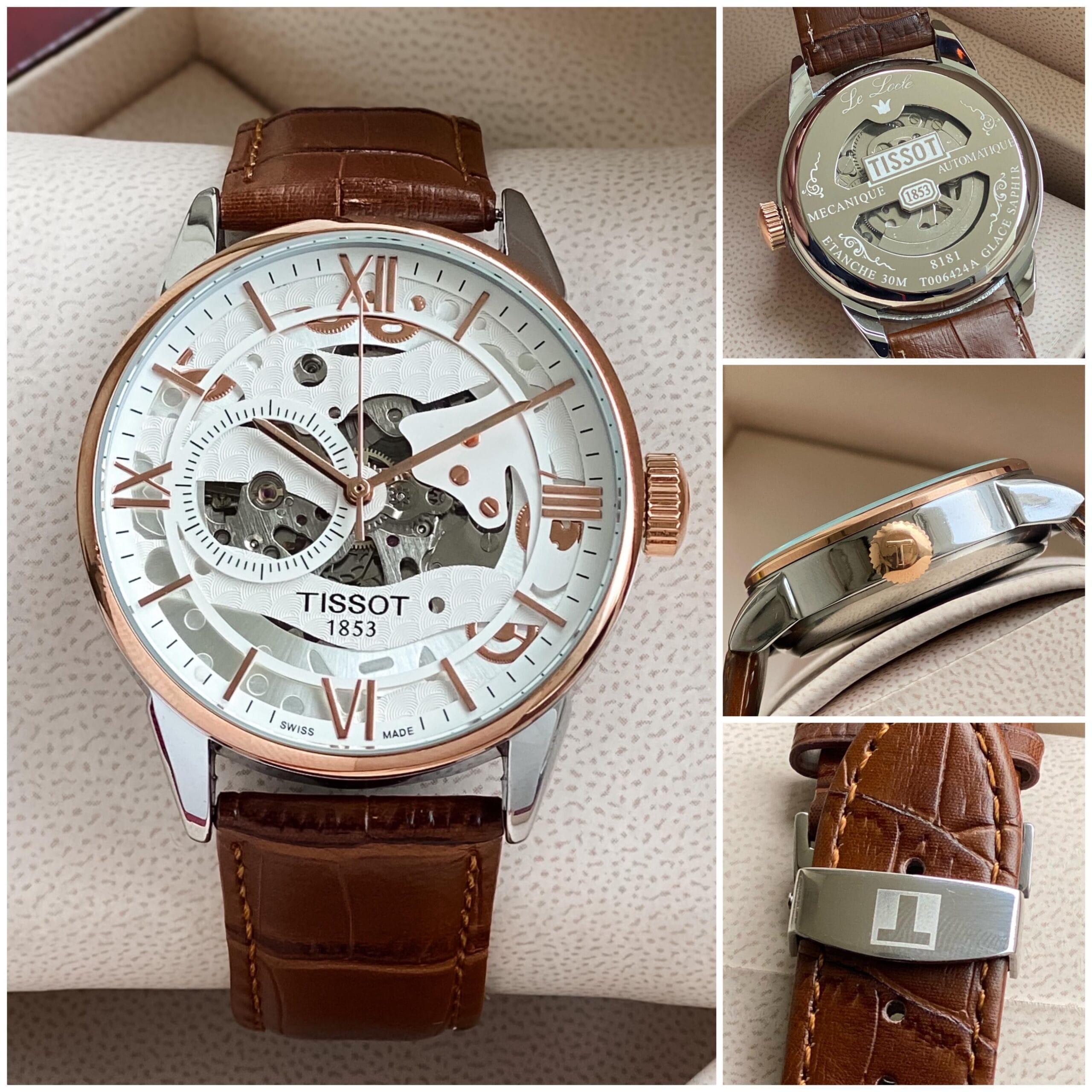 Tissot Le Locle Automatic Men’s Premium quality Watch Classic Dial • Brown Leather Strap 7AA Powermatic-Style Automatic Edition 2 Tissot Le Locle Automatic back view