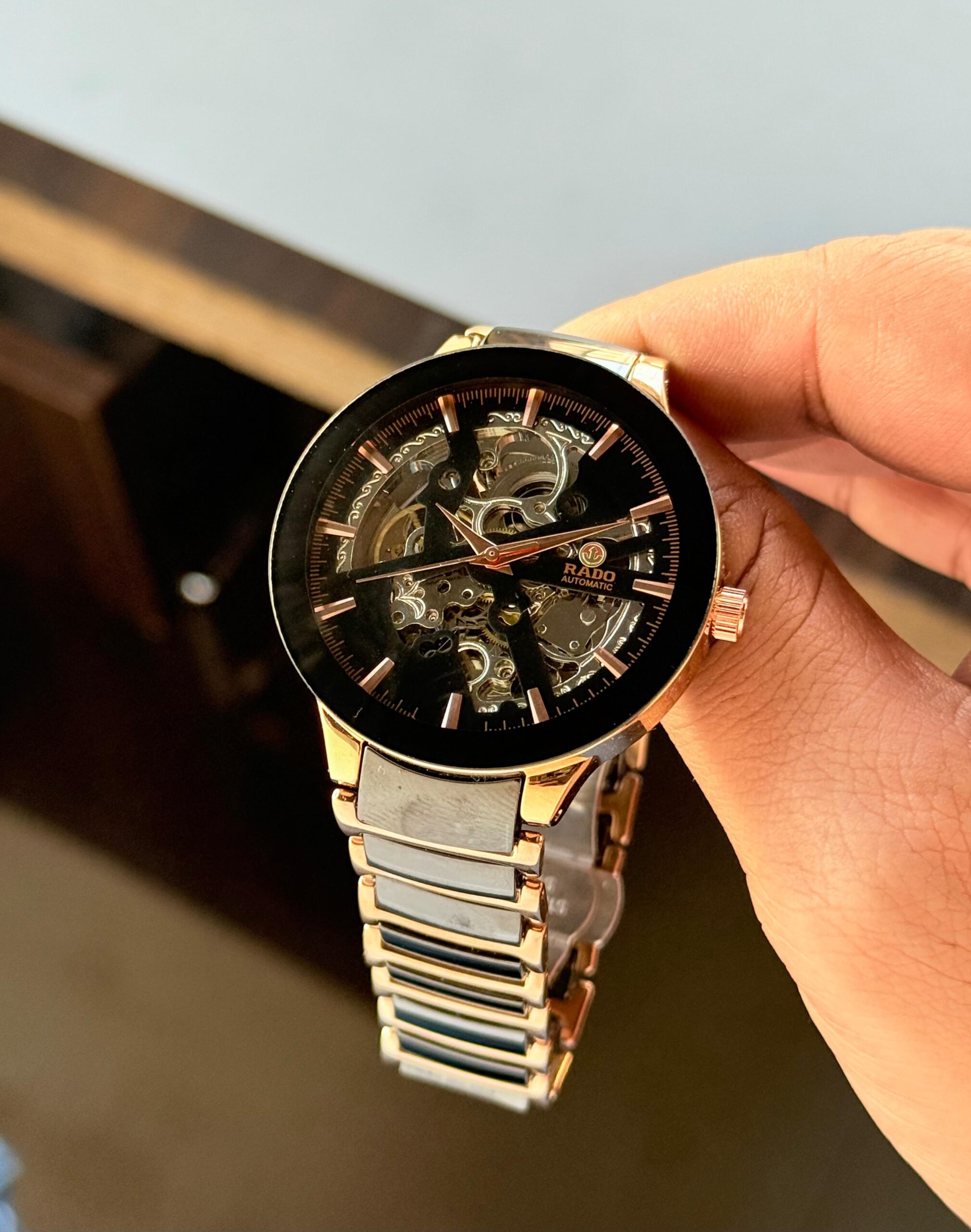 Rado Centrix Automatic Watch for Men – Open Heart 7AA 1 Rado Centrix automatic watch for men open heart black dial