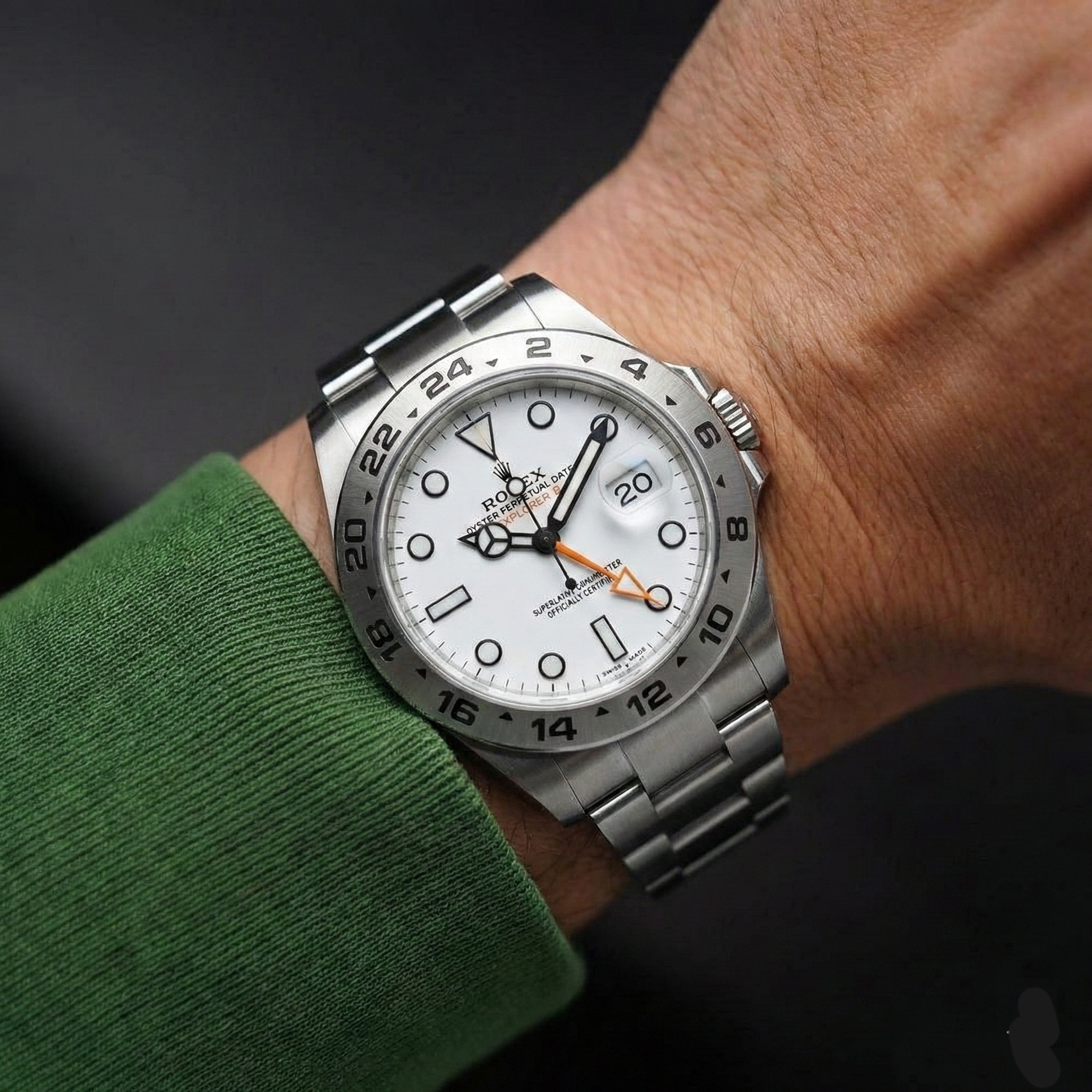 Rolex Explorer 2 Automatic Watch for Men – White Dial 7AA Premium 1 Rolex Explorer 2 automatic watch for men white dial wrist shot