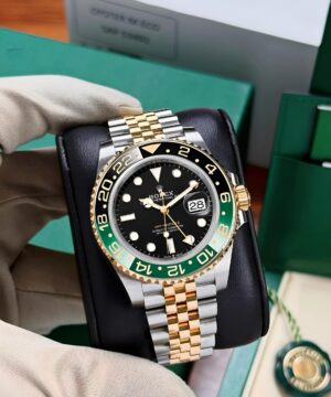 Rolex GMT Master 2 automatic watch for men front view green black bezel