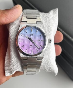 Tissot PRX quartz watch for men purple waffle dial