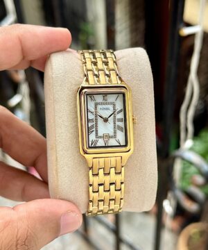 Fossil Raquel ES5304 ,Gold rectangular women watch mother of pearl dial Roman numerals