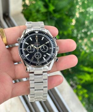 Omega Seamaster 7AA black dial men watch with stainless steel strap chronograph