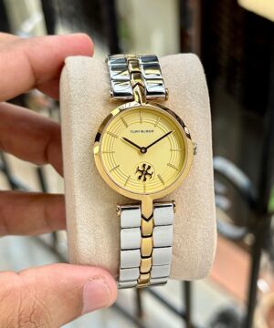 Tory Burch Kira style women watch ivory gold two tone on cushion