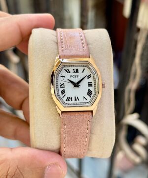 Fossil ES5406 women leather strap watch roman dial vintage design