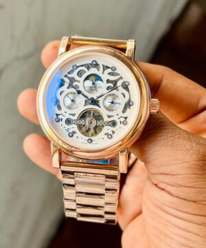 Patek Philippe automatic skeleton white dial rose gold men watch