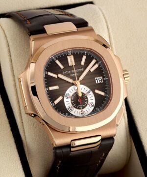 Patek Philippe 5726A Nautilus rose gold brown dial watch box view