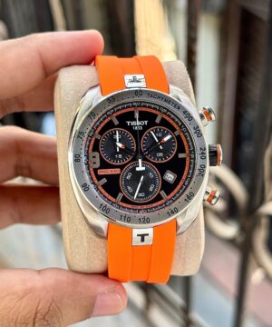 tissot prs 330 tony parker 7aa premium chronograph black dial orange strap watch