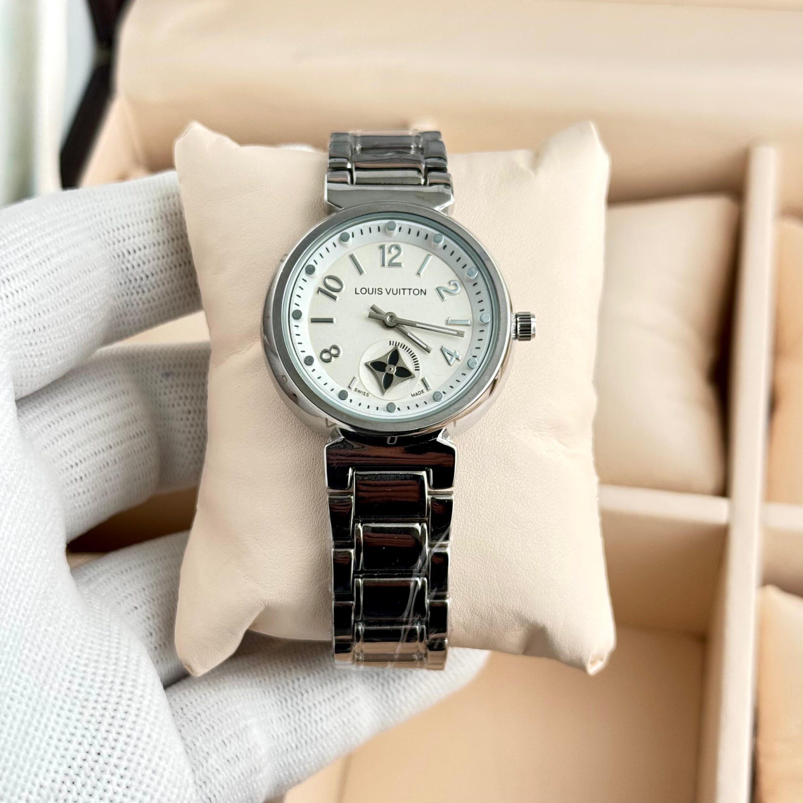 Louis Vuitton Tambour 7A Premium Women's Watch | Luxury Quartz Date Display 3 louis vuitton tambour 7a premium silver dial women watch