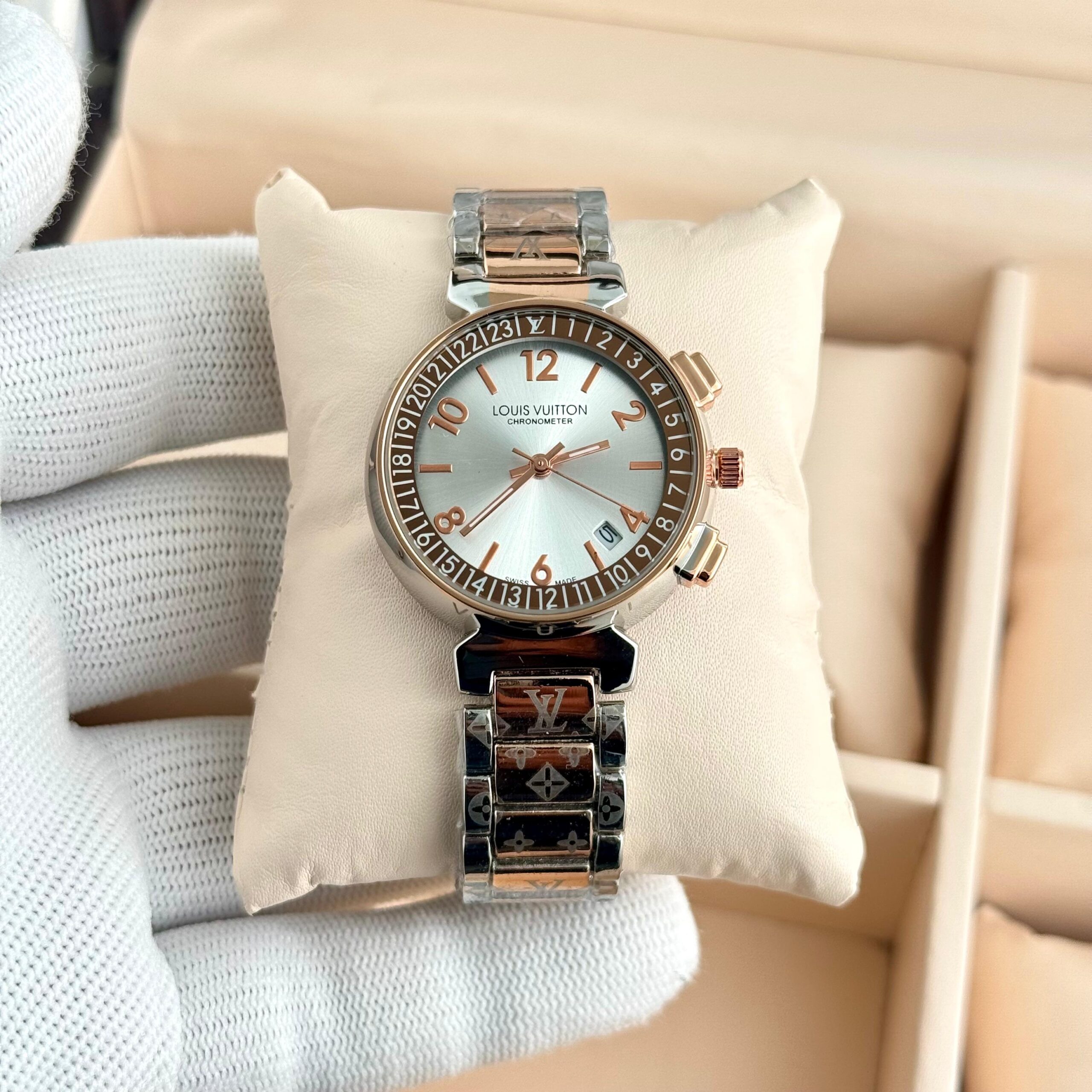 Louis Vuitton Tambour 7A Premium Women's Watch | Luxury Quartz Date Display 4 louis vuitton tambour 7a premium white dial women watch