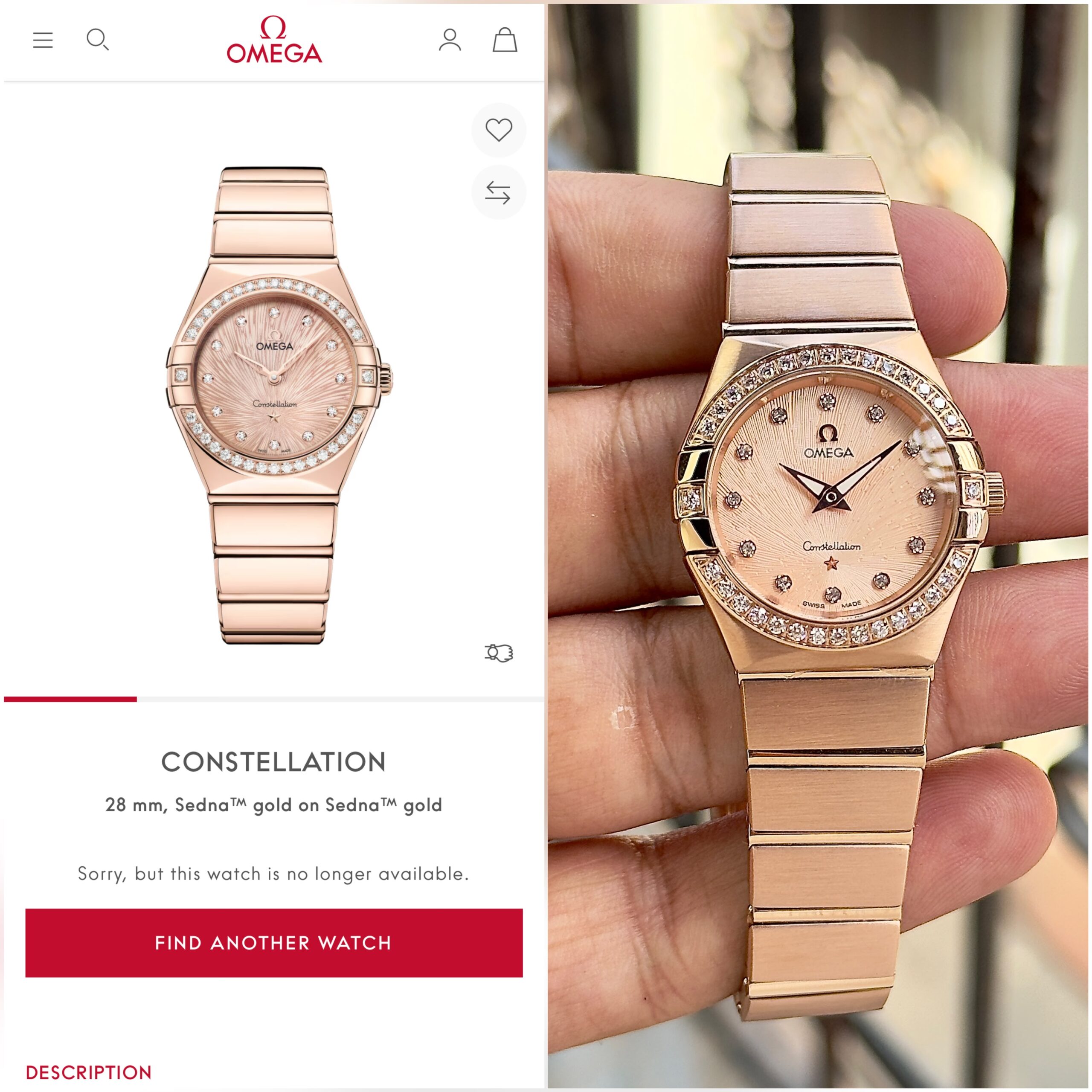 Omega Constellation 7AA Premium Rose Gold Diamond Dial Women's Watch 3 omega constellation bracelet watch for women comparison view