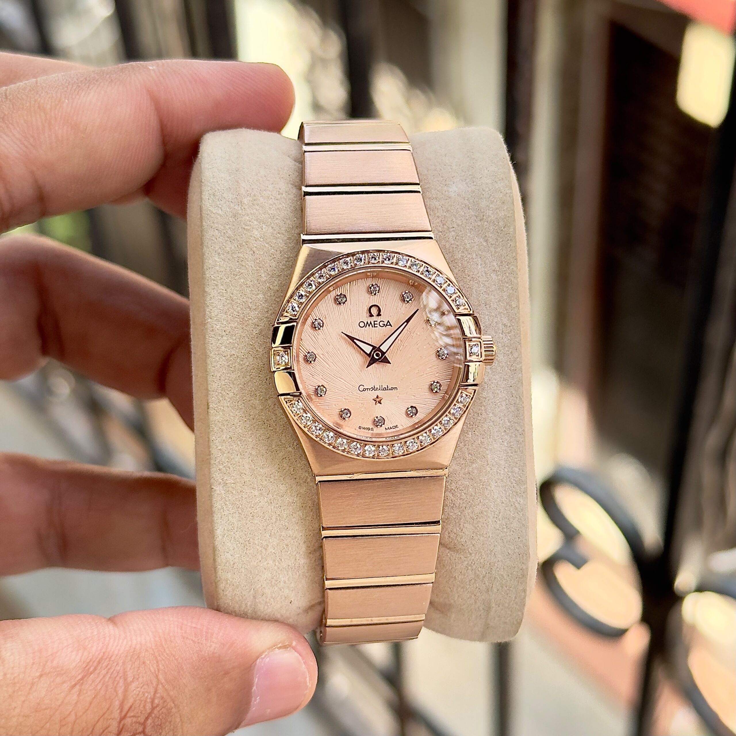 Omega Constellation 7AA Premium Rose Gold Diamond Dial Women's Watch 1 omega constellation 7aa rose gold women watch