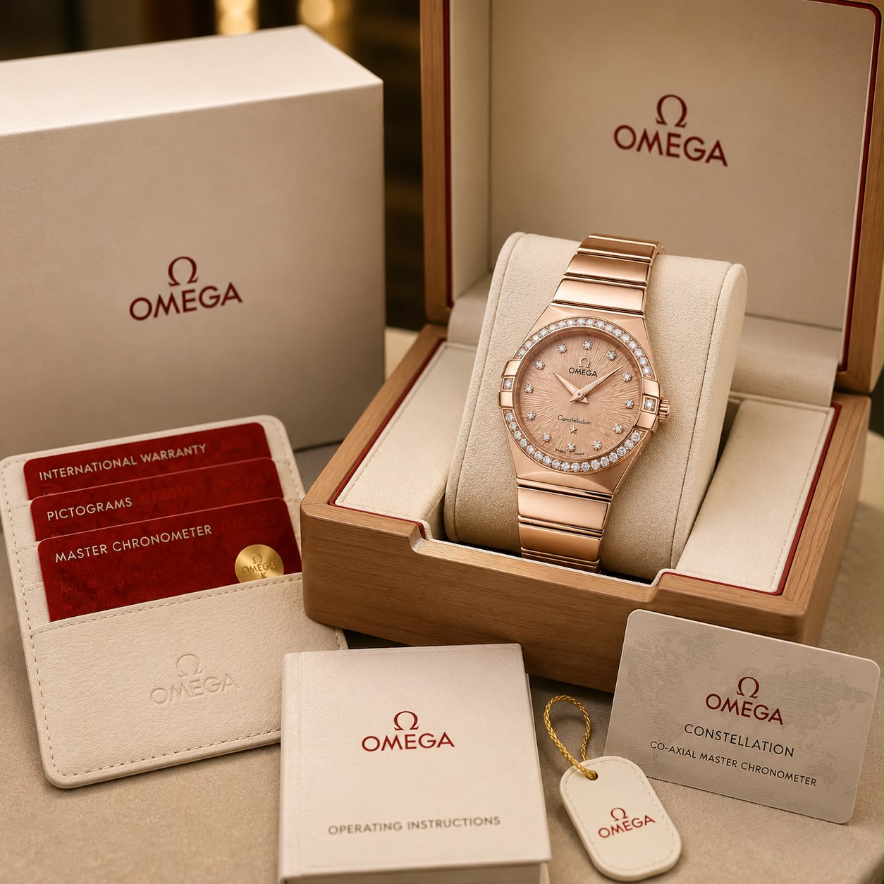 Omega Constellation 7AA Premium Rose Gold Diamond Dial Women's Watch 5 Omega Constellation 7AA Premium Rose Gold Diamond Dial Women's Watch - Image 5