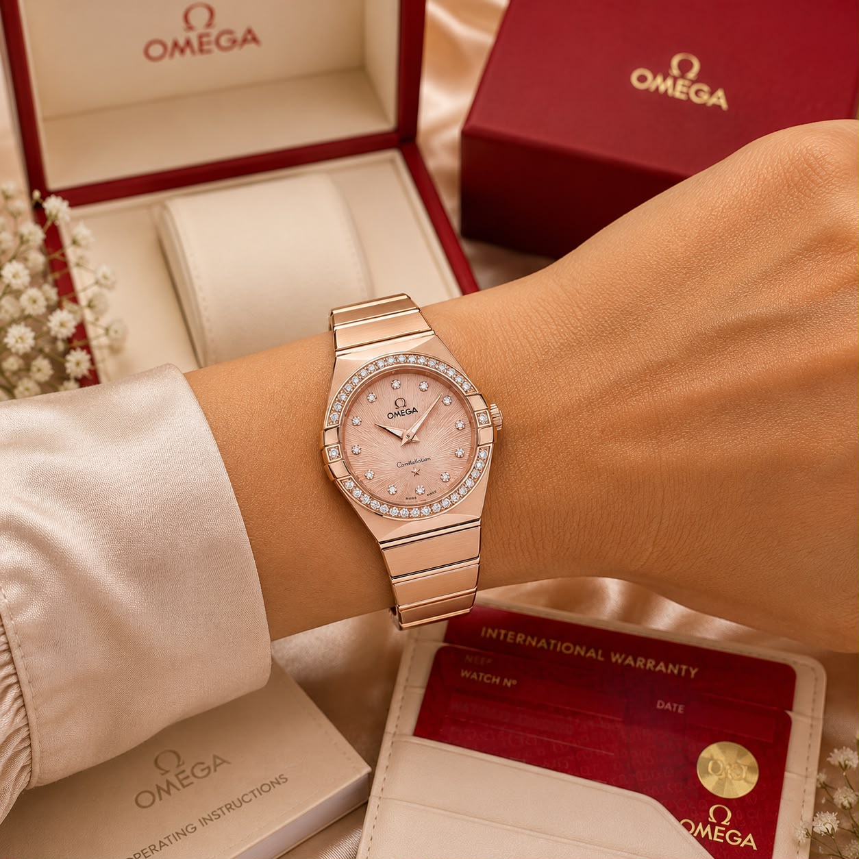 Omega Constellation 7AA Premium Rose Gold Diamond Dial Women's Watch 4 Omega Constellation 7AA Premium Rose Gold Diamond Dial Women's Watch - Image 4