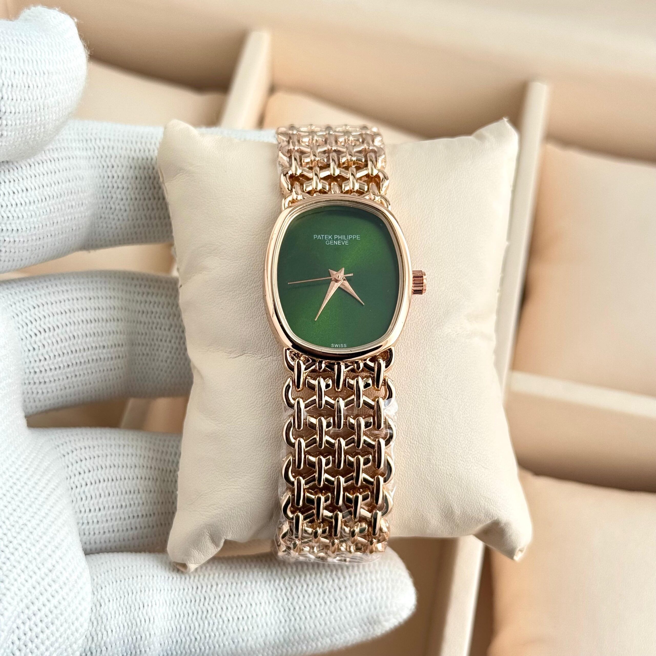 Patek Philippe Ellipse 7a Ladies Watch Premium Quality | Square Dial Stainless Steel 8 Patek Philippe ellipse watch rosegold green dial