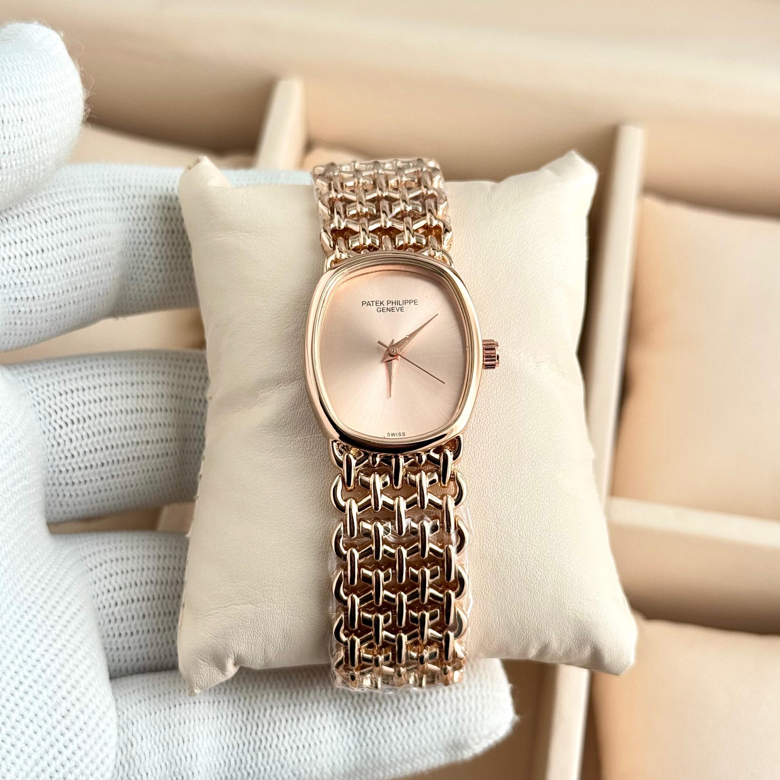 Patek Philippe Ellipse 7a Ladies Watch Premium Quality | Square Dial Stainless Steel 1 Patek Philippe ellipse 7a watch rosegold pink dial