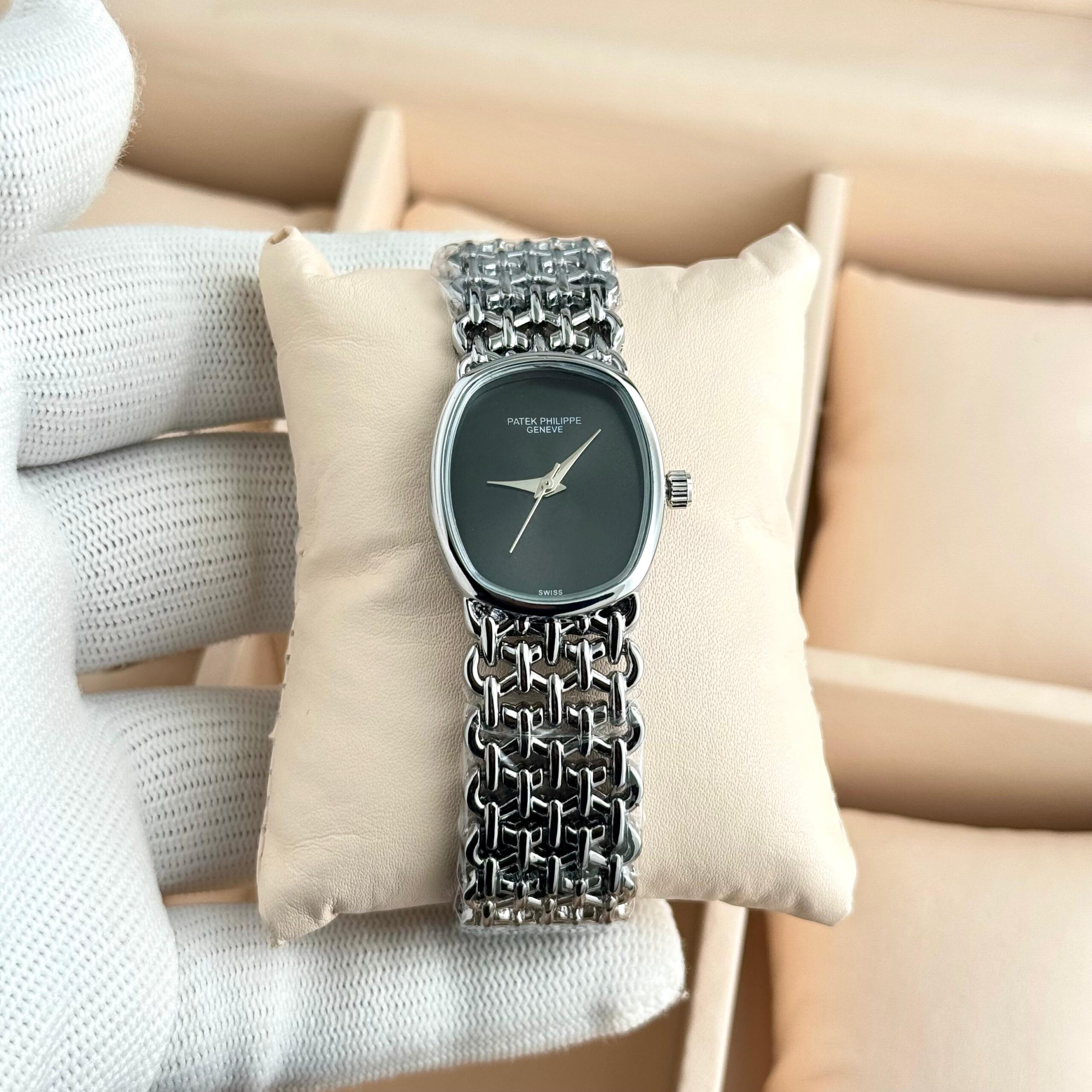 Patek Philippe Ellipse 7a Ladies Watch Premium Quality | Square Dial Stainless Steel 10 Patek Philippe ellipse watch silver Black dial ladies watch