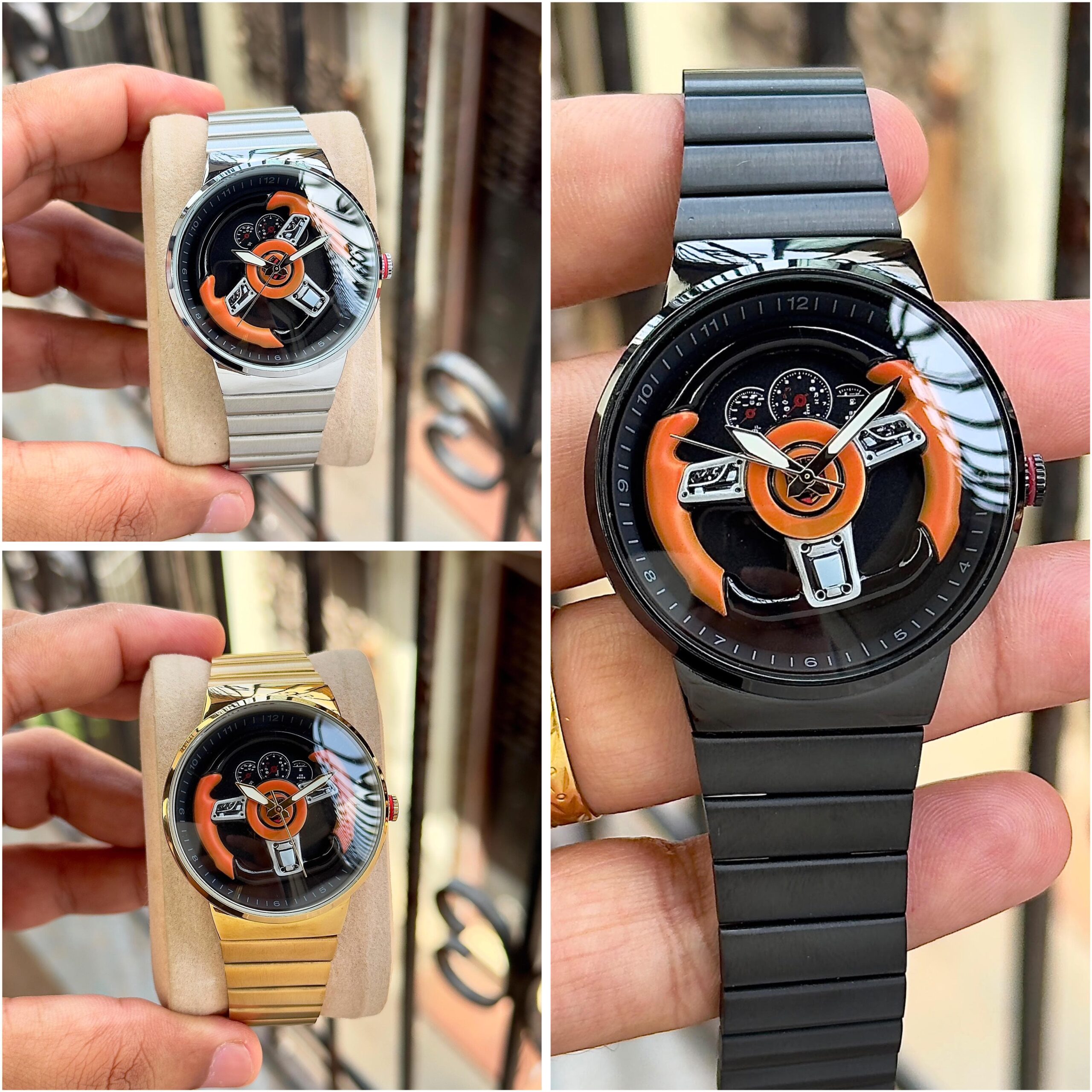 Porsche Steering 7aa wheel watch for Men Sport Stainless Steel Belt 4 porsche steering wheel watch 7aa premium collection