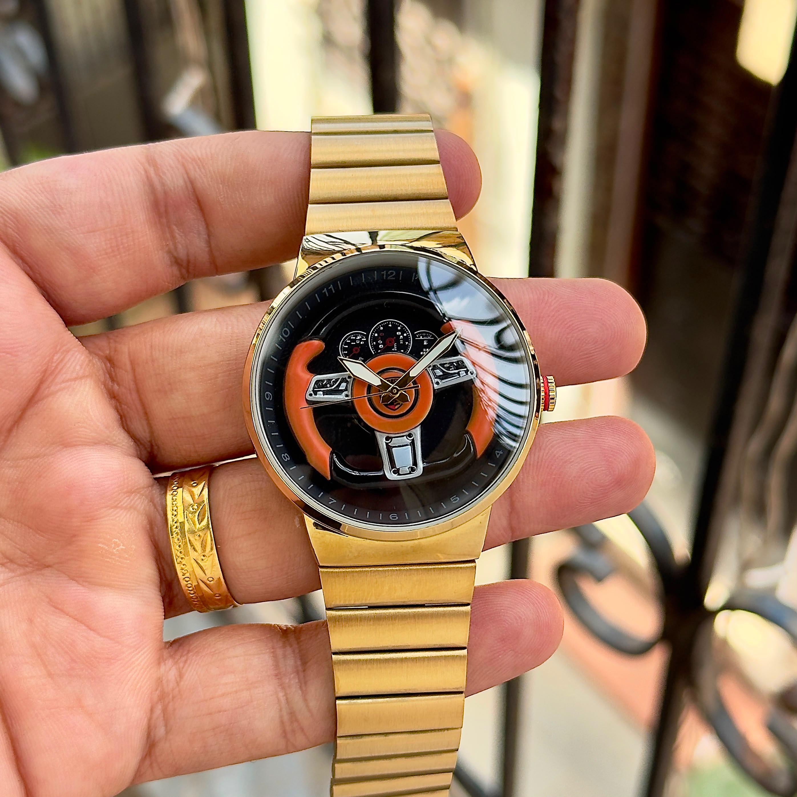 Porsche Steering 7aa wheel watch for Men Sport Stainless Steel Belt 2 porsche steering wheel watch 7aa gold stainless steel watch