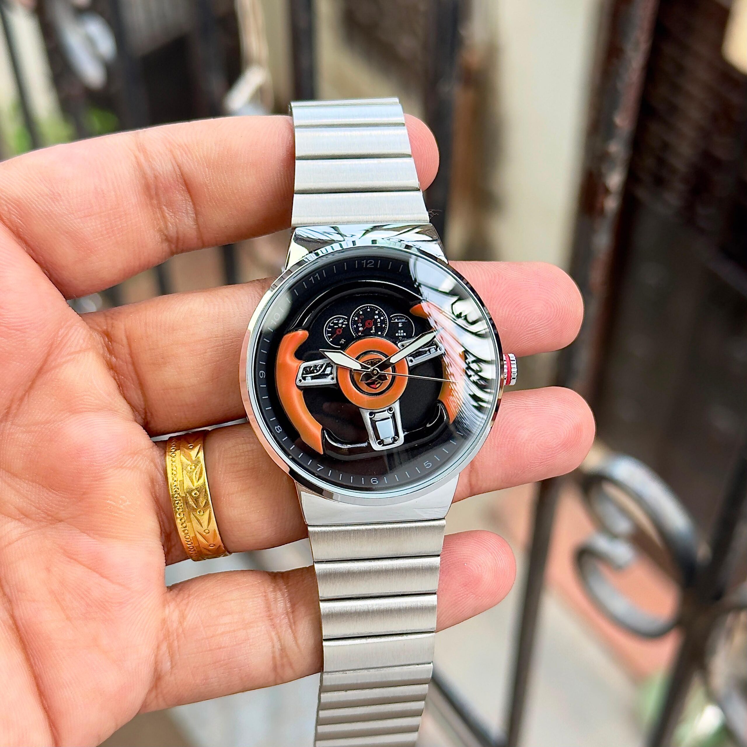 Porsche Steering 7aa wheel watch for Men Sport Stainless Steel Belt 3 porsche steering wheel watch 7aa silver stainless steel watch