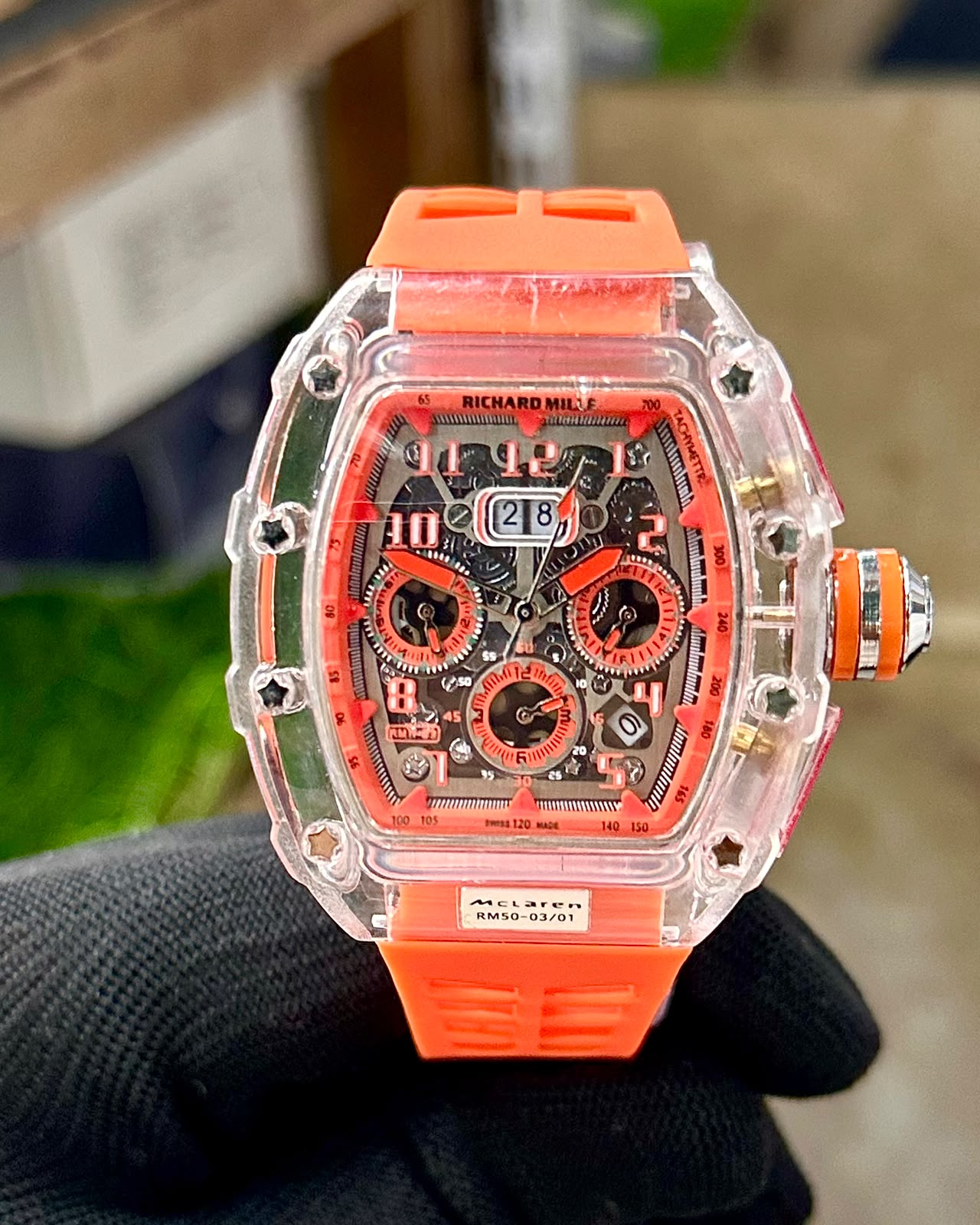 Richard Mille RM 50-03 McLaren F1 7A Premium Watch For Men | Transparent Skeleton Edition 3 richard mille rm 50-03 orange transparent watch