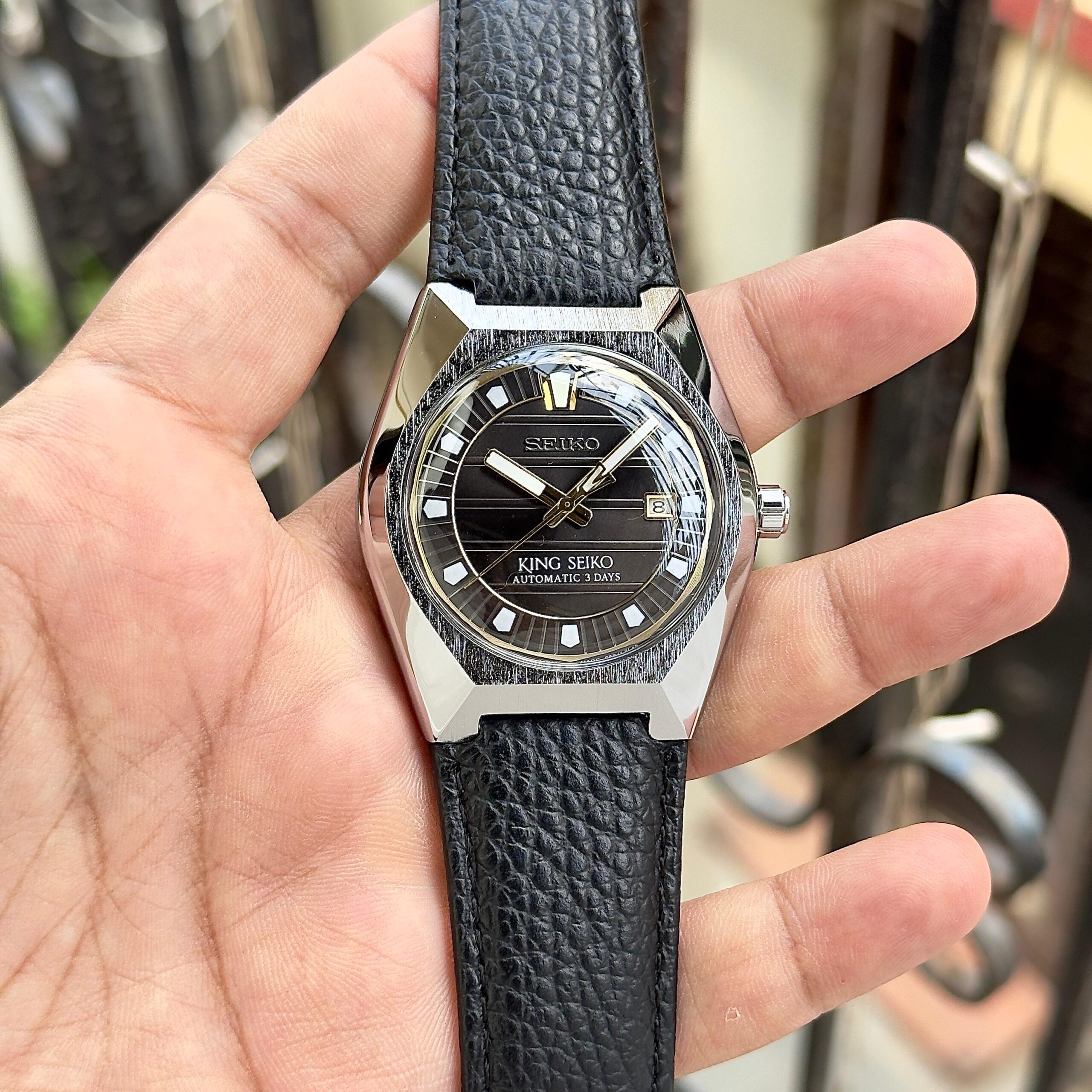 Seiko King VANAC SLA095 7AAA Premium Automatic Men's Watch | Blue Leather Strap 6 Seiko King Seiko black Dial variant Premium Watch