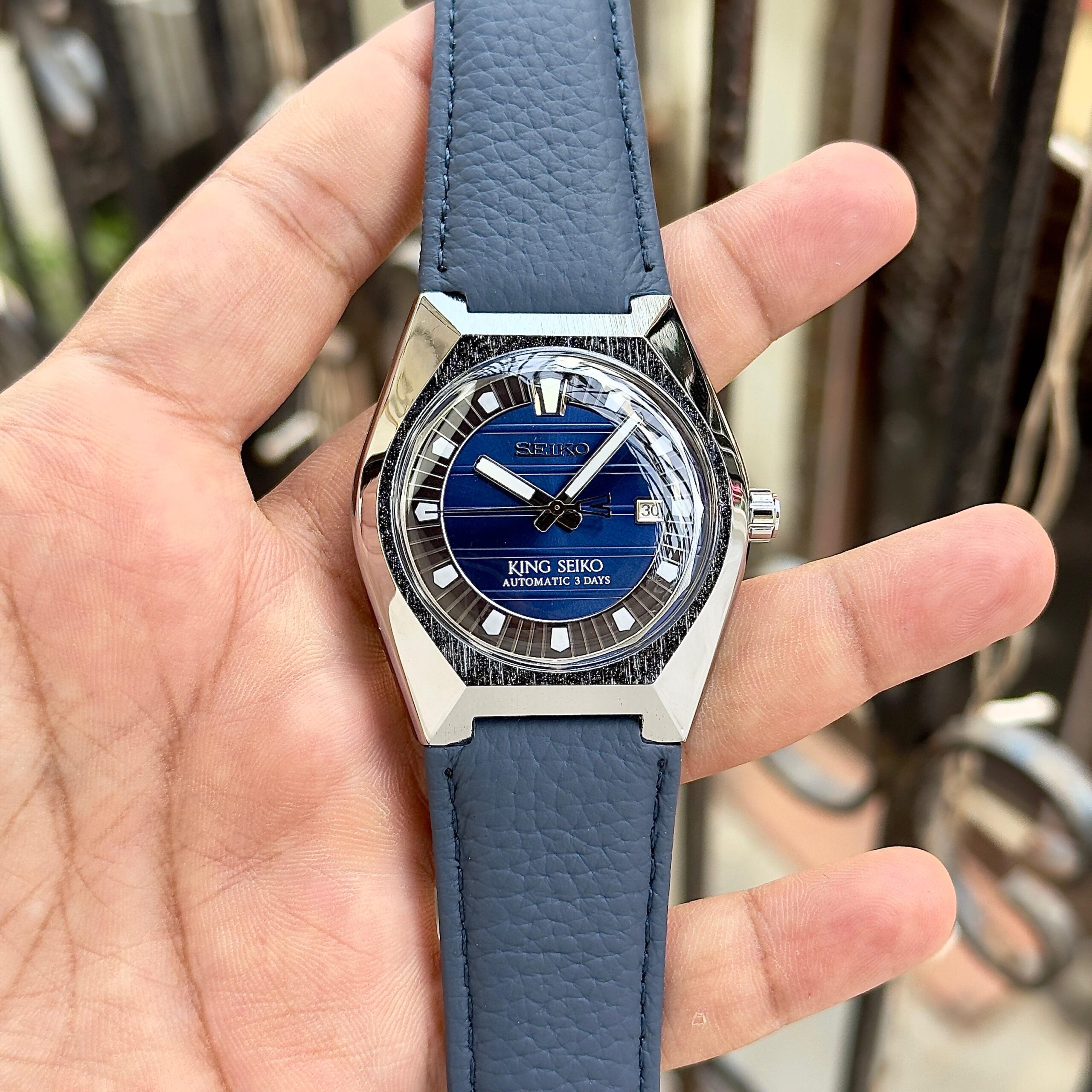 Seiko King VANAC SLA095 7AAA Premium Automatic Men's Watch | Blue Leather Strap 1 Seiko King VANAC SLA095 7AAA Premium Men's Blue Leather Watch