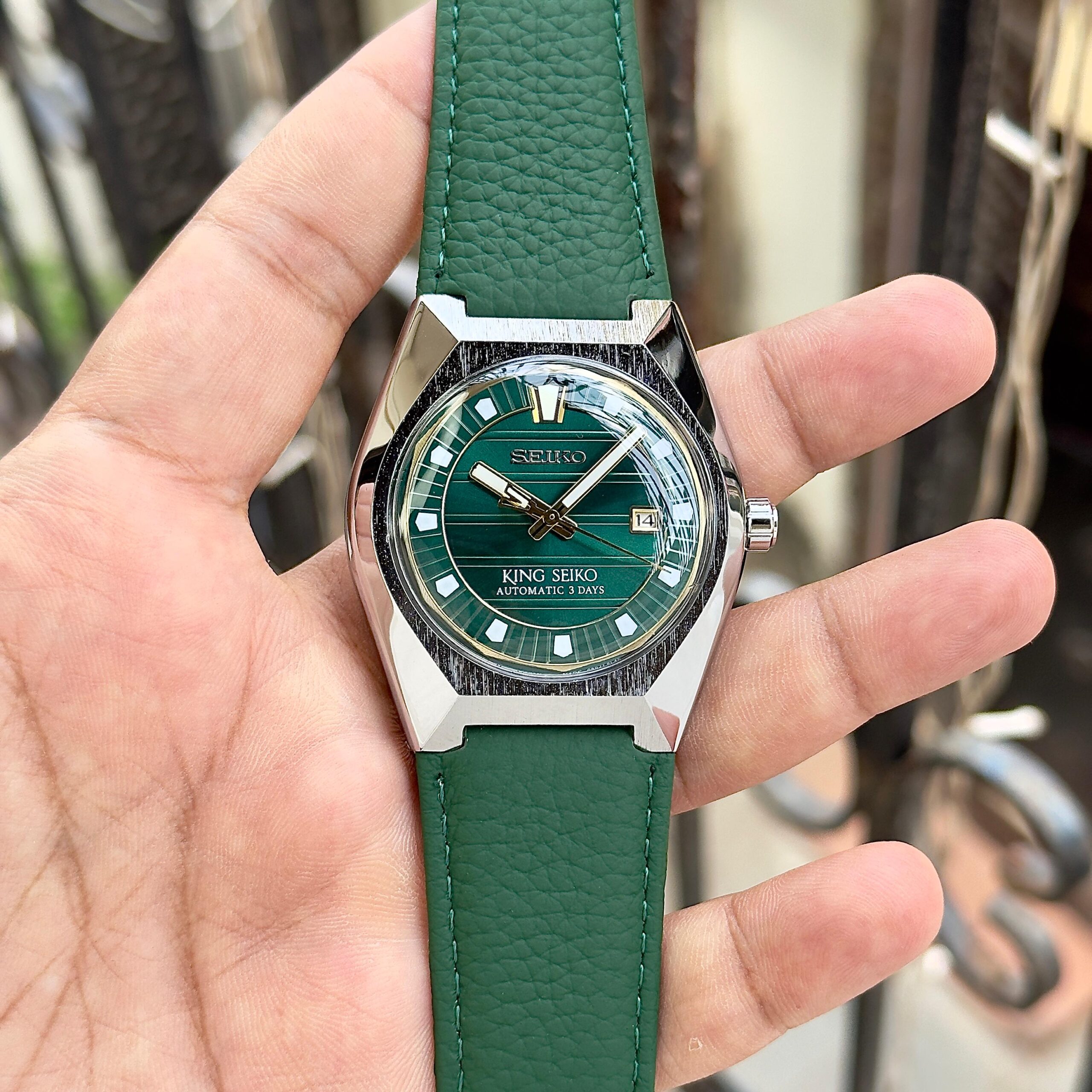 Seiko King VANAC SLA095 7AAA Premium Automatic Men's Watch | Blue Leather Strap 5 Seiko King Seiko Green Dial variant Premium Watch