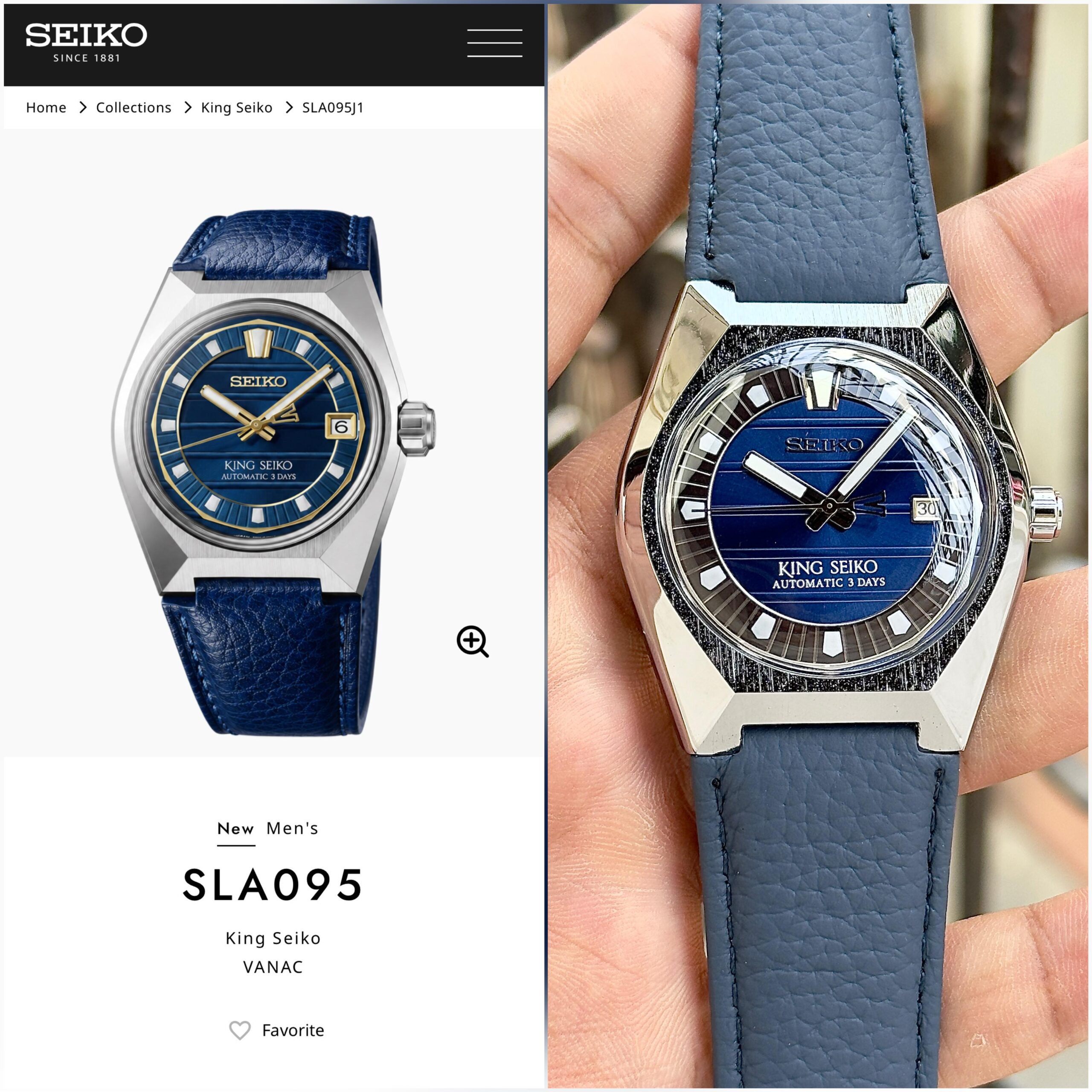 Seiko King VANAC SLA095 7AAA Premium Automatic Men's Watch | Blue Leather Strap 2 Seiko King Seiko VANAC SLA095 Inspired Watch Comparison