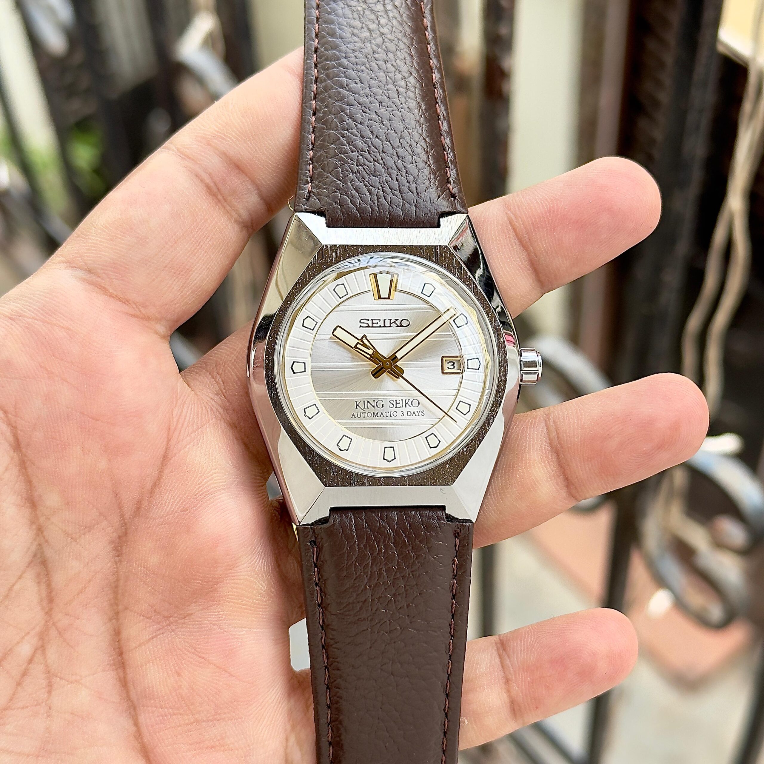 Seiko King VANAC SLA095 7AAA Premium Automatic Men's Watch | Blue Leather Strap 7 Seiko King Seiko white Dial variant Premium Watch