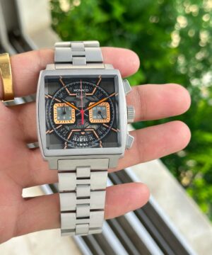 TAG Heuer Monaco 7aa Black Orange Dial Stainless Steel Watch