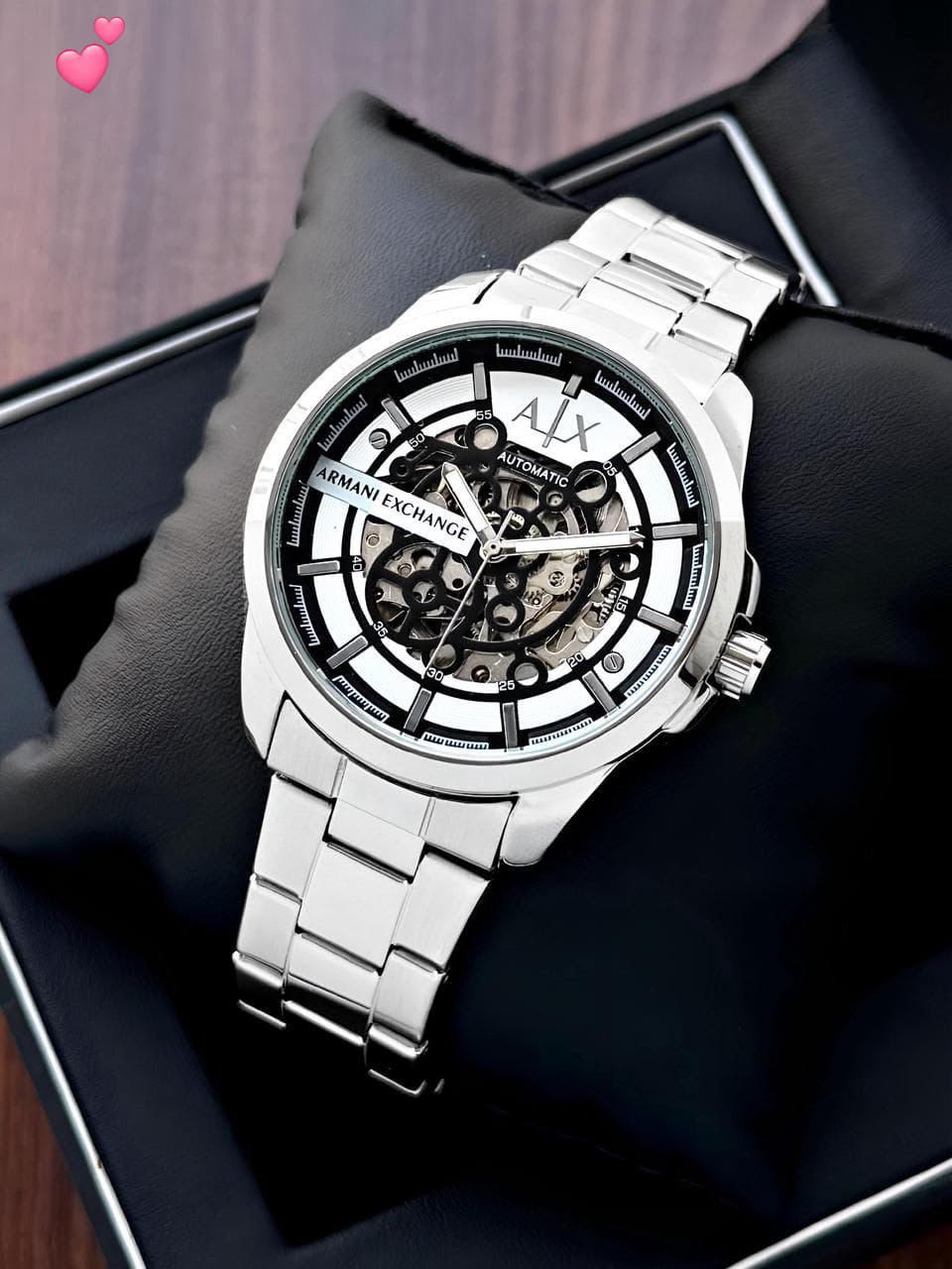 Armani Exchange Hampton 7AA Automatic Skeleton Men's Watch Stainless Steel 6 Armani Exchange Hampton white skeleton automatic watch
