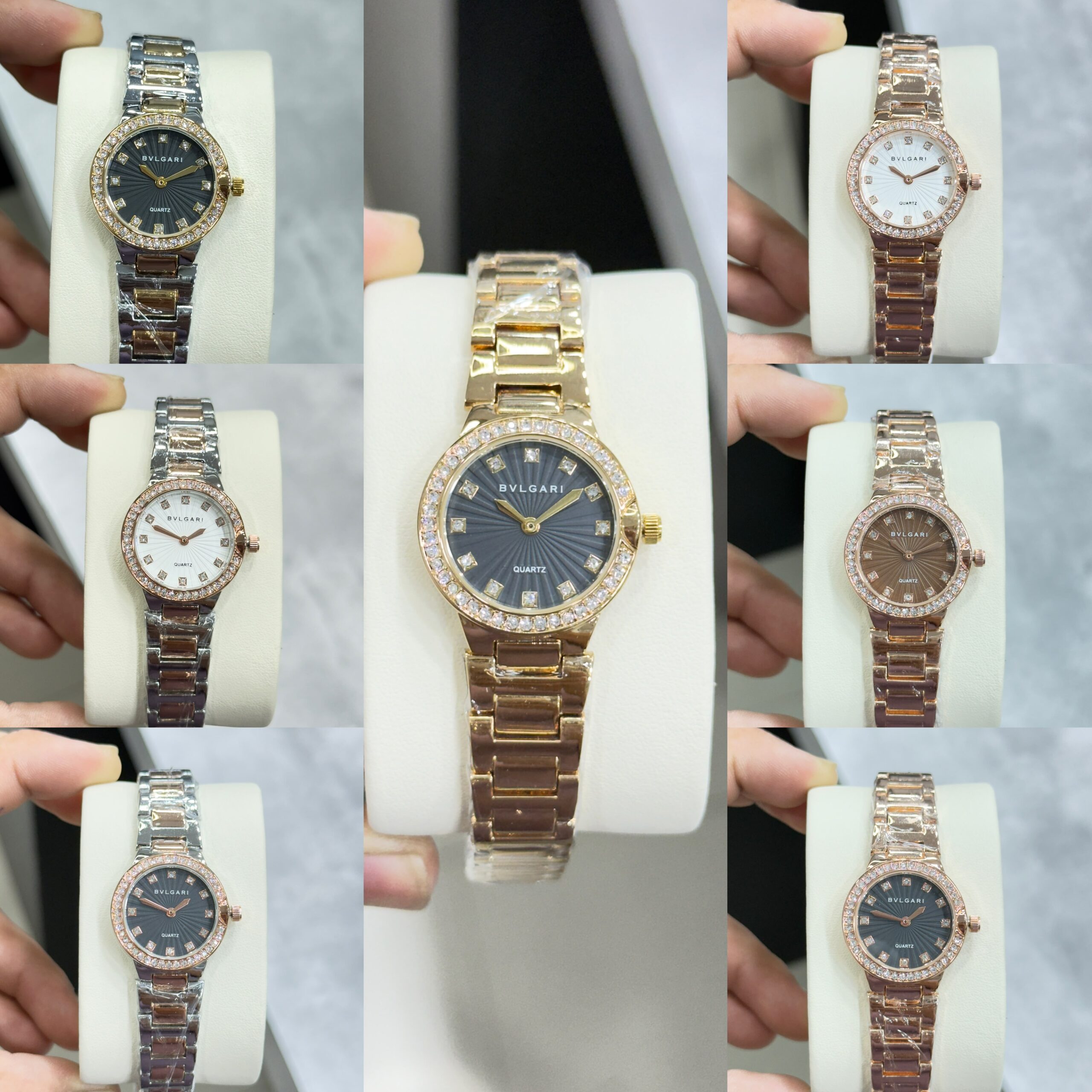 Bvlgari Lvcea 7A Quality Quartz 32mm Women's Watch – Black Diamond Dial Gold Bracelet 4 Bvlgari Lvcea Women's Watch Color Variants