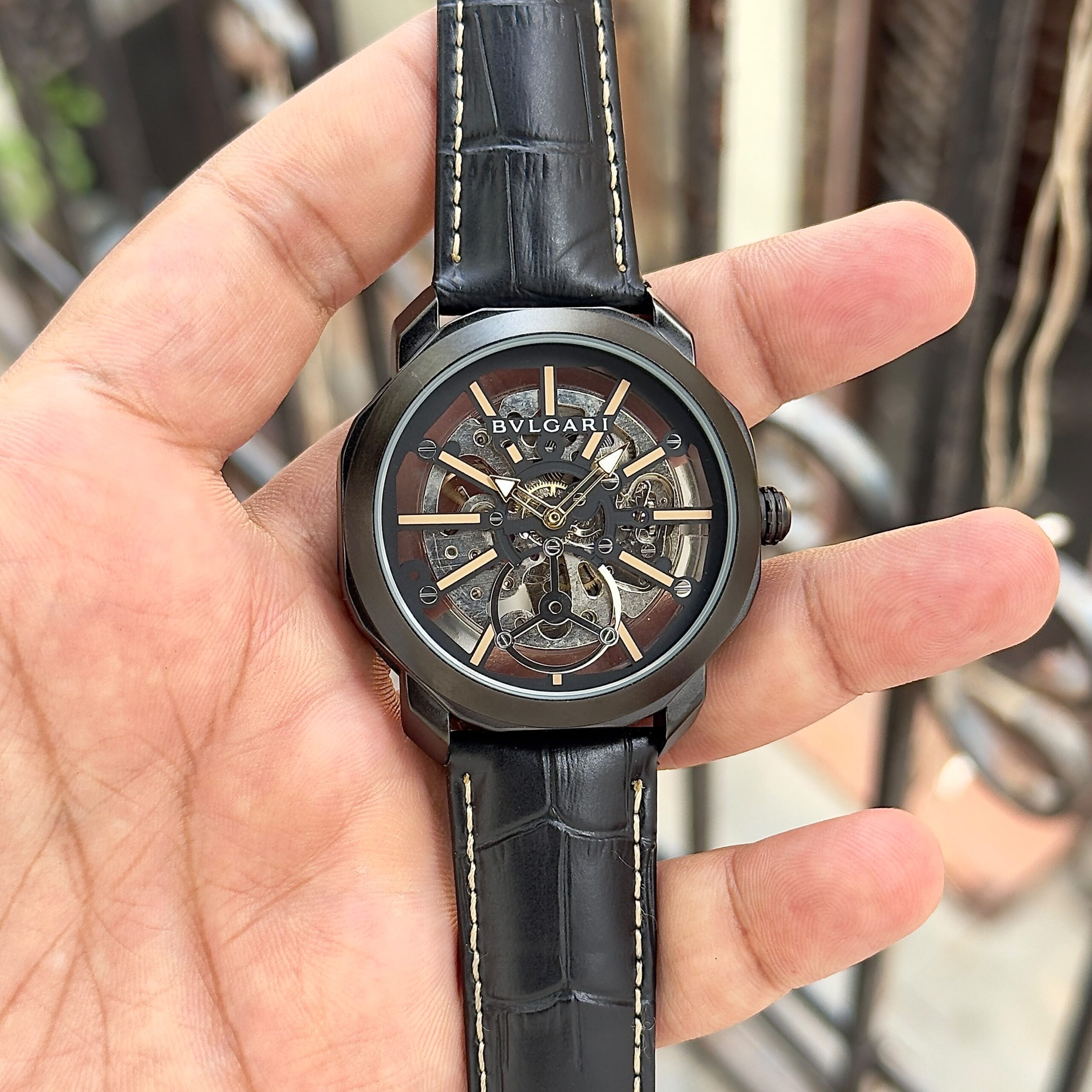 Bvlgari Octo Roma Skeleton 7AA Automatic Men's Watch 13 Bvlgari Skeleton Beige Marker Watch