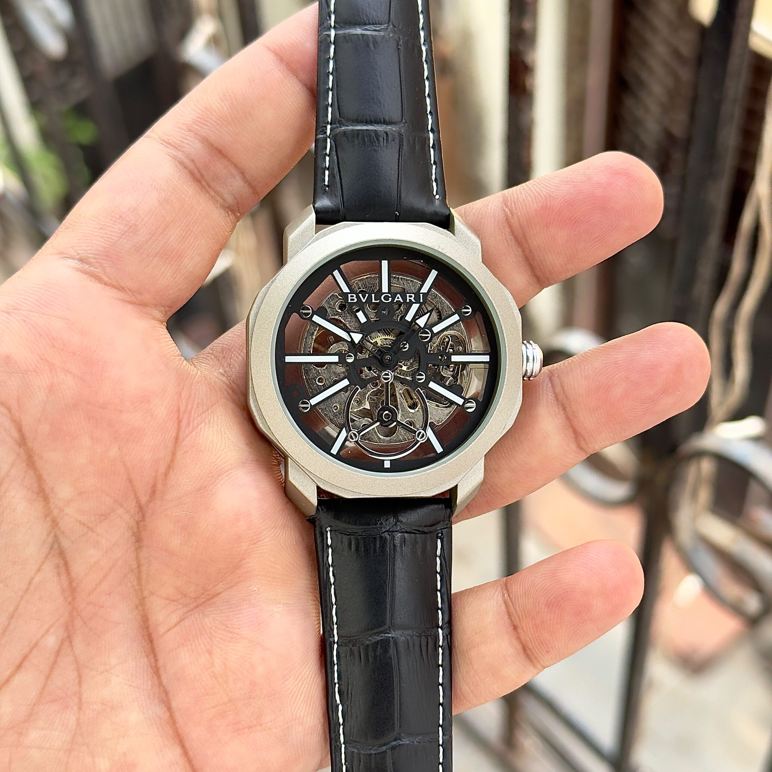 Bvlgari Octo Roma Skeleton 7AA Automatic Men's Watch 9 Bvlgari Silver Skeleton Automatic Watch