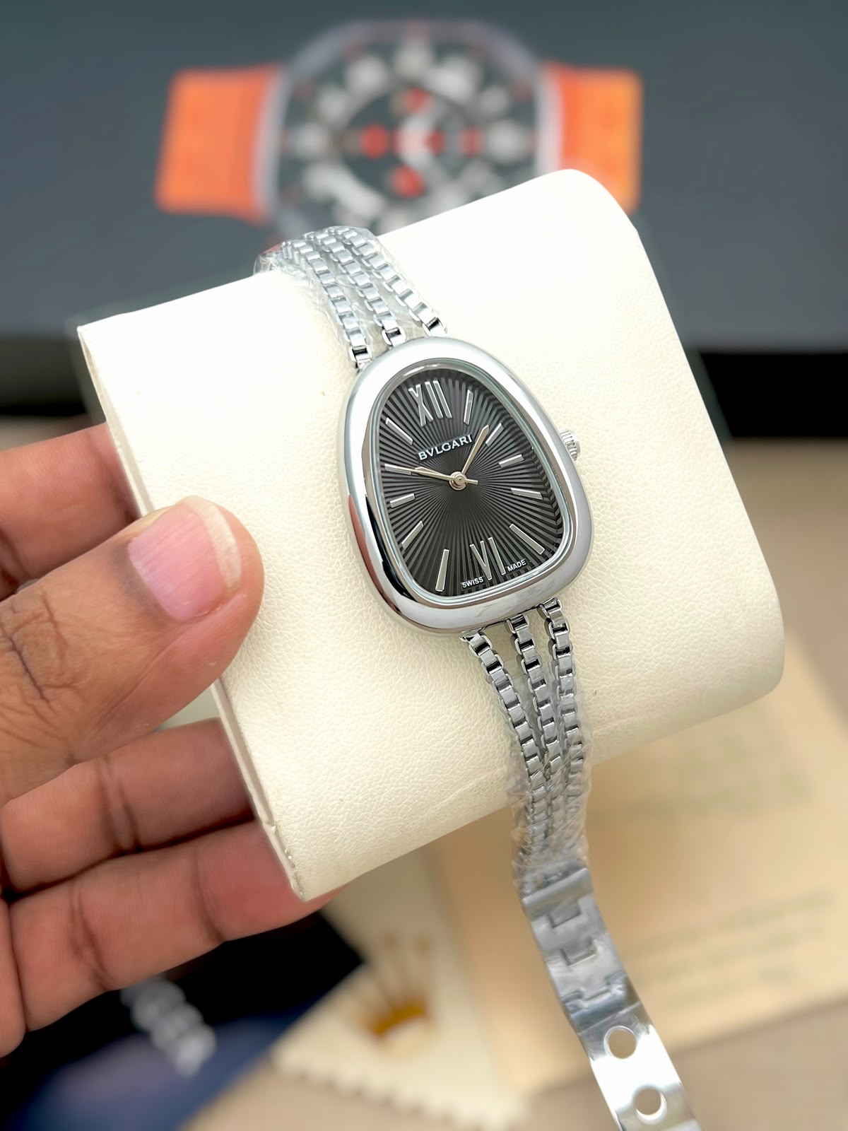 Bvlgari Serpenti Seduttori 7AA Quartz Women's Bracelet Watch 7 Bvlgari Silver Black Dial Women's Watch