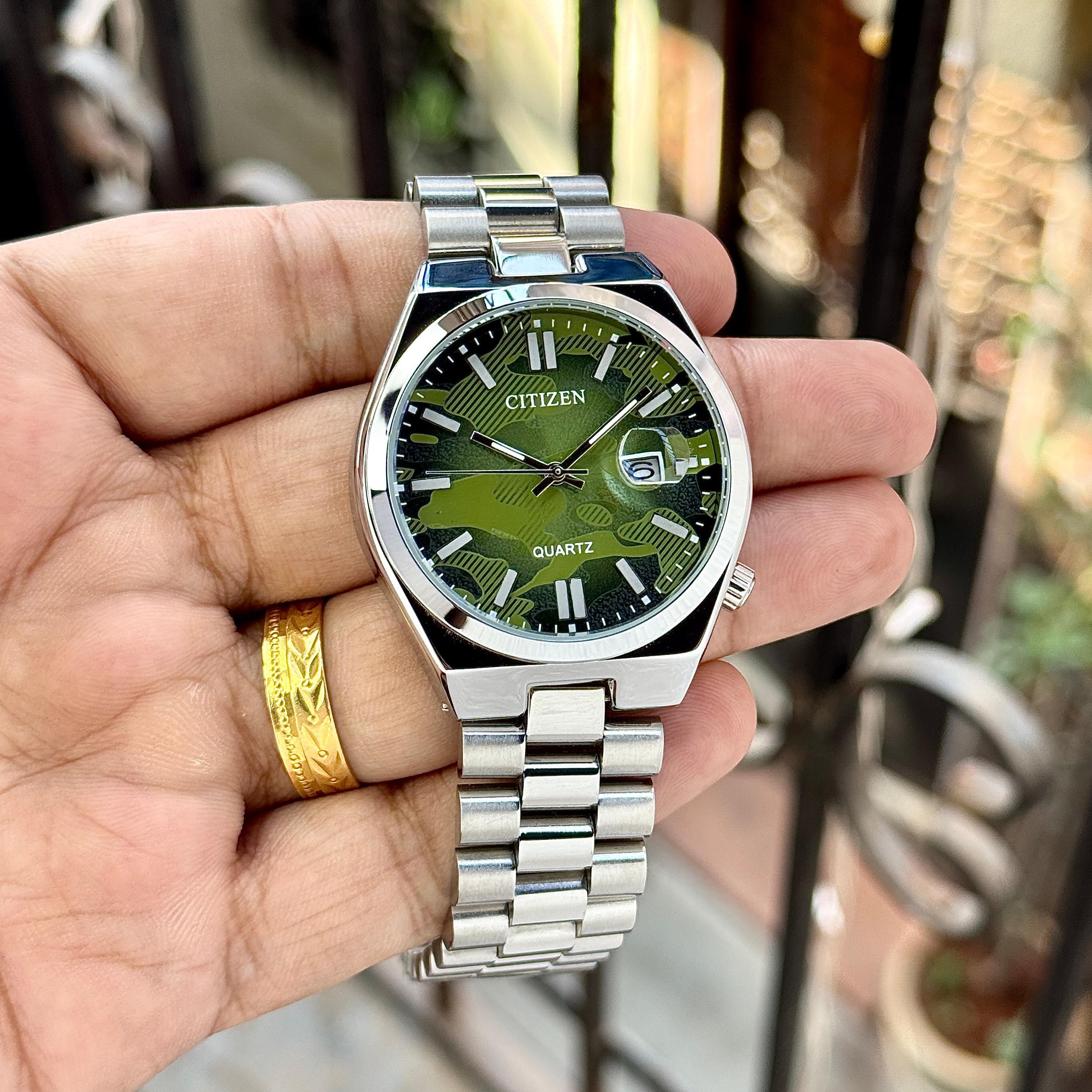 Citizen Tsuyosa 7AA Quartz Sweep Men's Watch Green Camouflage Dial 1 Citizen Tsuyosa 7AA quartz green camouflage quartz watch for men