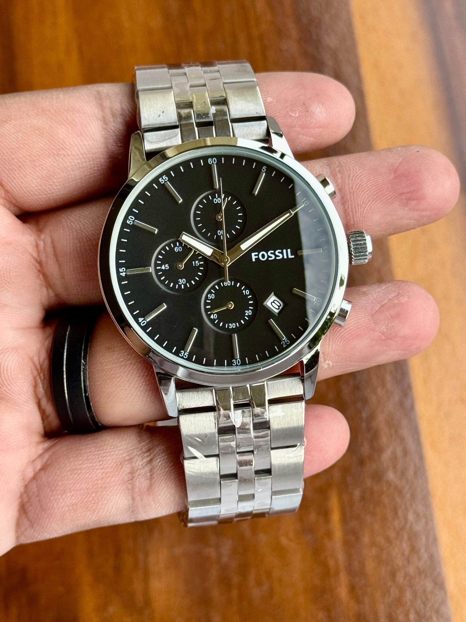 Fossil Luther 7A Quartz Men's Chronograph Watch Stainless Steel Bracelet 4 Fossil Luther silver black dial chronograph watch
